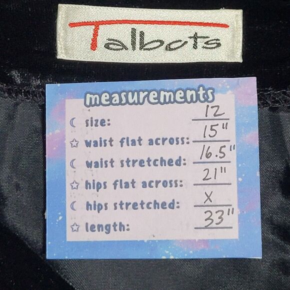 TALBOTS Black Velvet Silk Blend Maxi Skirt Size 12 Back Slit Lined Gothic - Picture 2 of 8